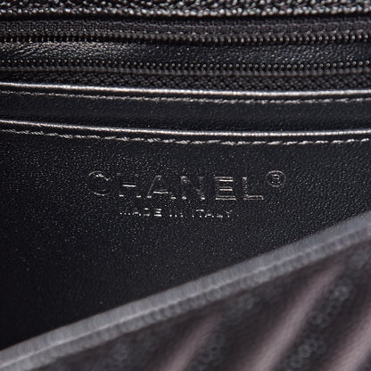 Chanel Iridescent Caviar Chevron Quilted Mini Rectangular Flap Black 6 of 11