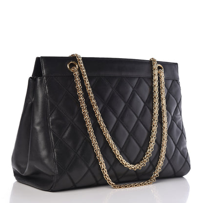 Chanel Lambskin Double Stitch Quilted Tote Black 3 of 10