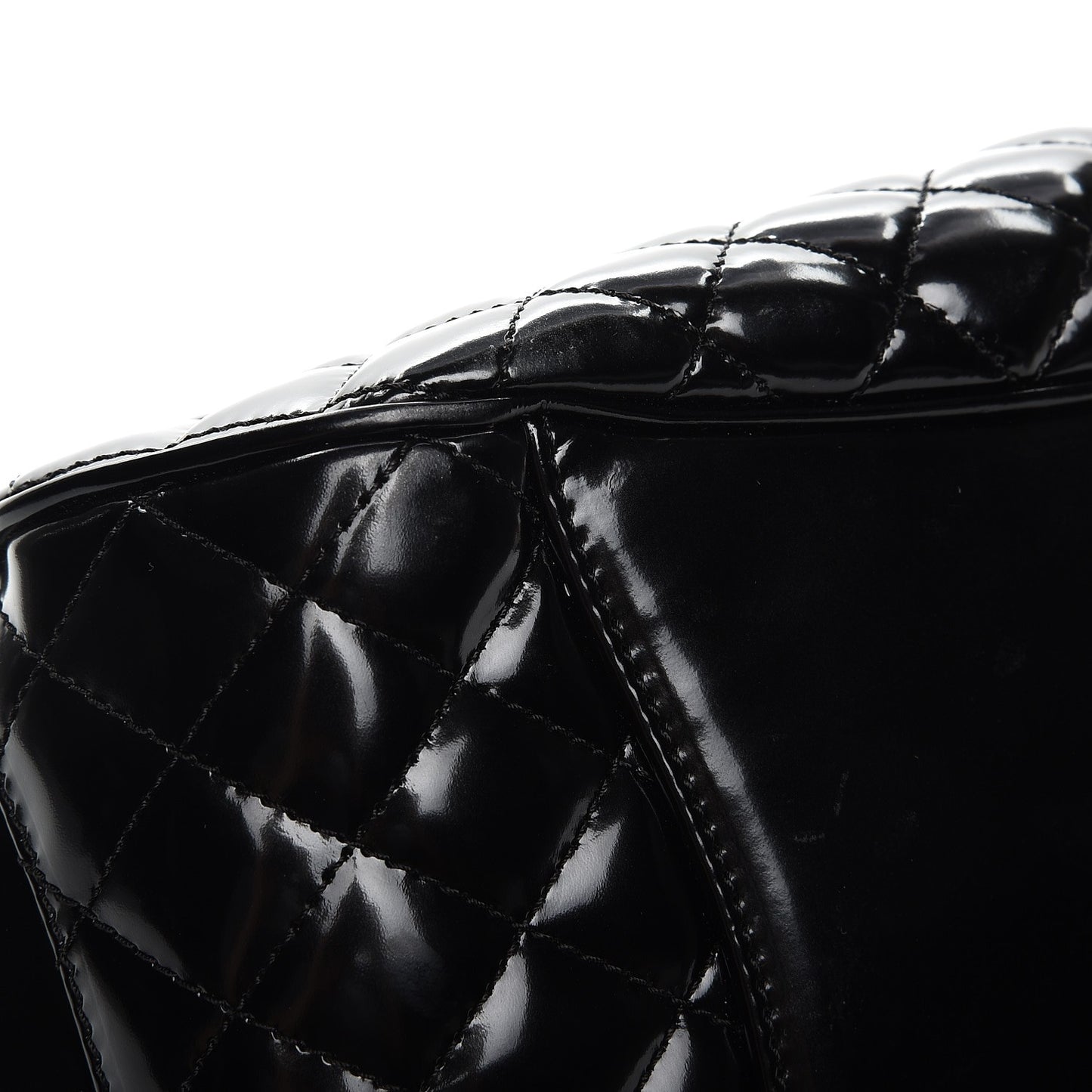 Glazed Calfskin Quilted Small Mademoiselle Frame Bag Black