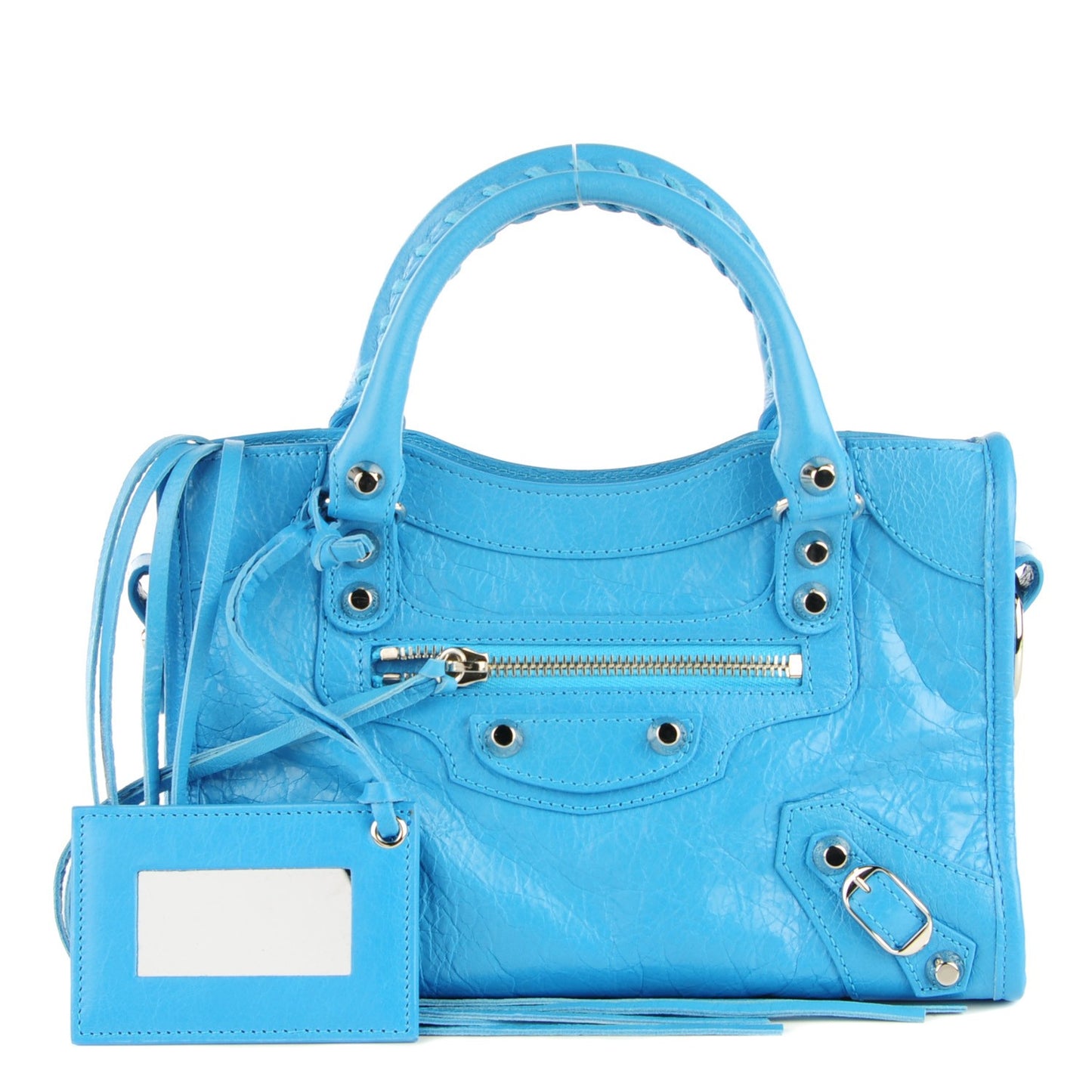 Agneau Classic Silver Hardware Mini City Bleu Azur Clair