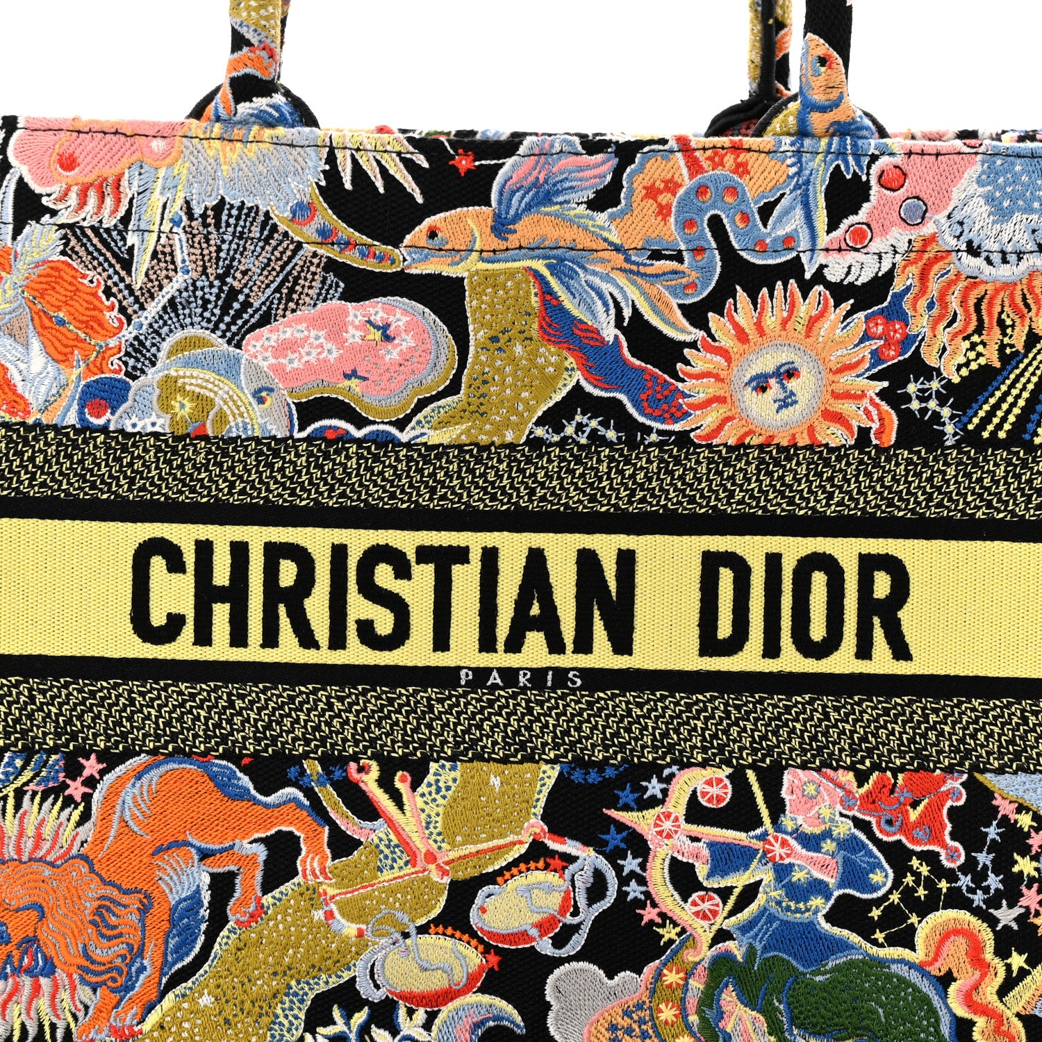 Christian Dior Canvas Zodiac Fantastico Embroidered Medium Book Tote Black Multicolor 8 of 10