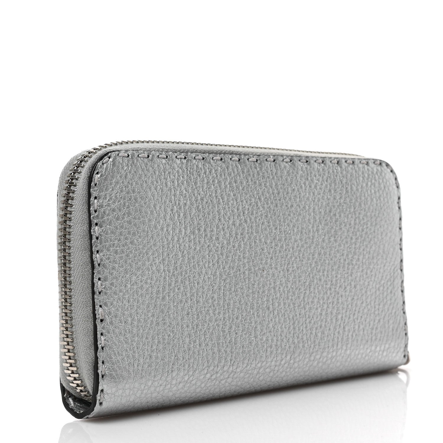 Fendi Cuoio Romano Lux Selleria Zip Around Wallet Argento 3 of 7