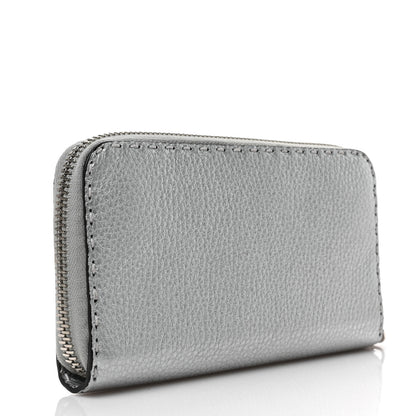 Fendi Cuoio Romano Lux Selleria Zip Around Wallet Argento 3 of 7