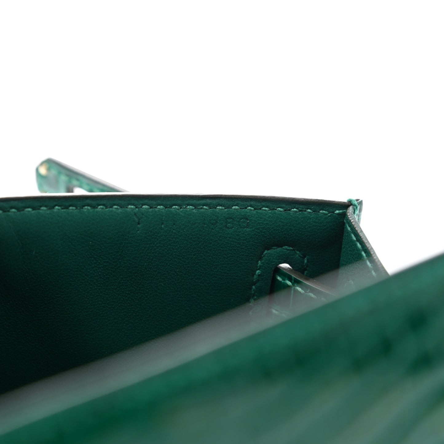Shiny Alligator Kelly Pochette Vert Emeraude