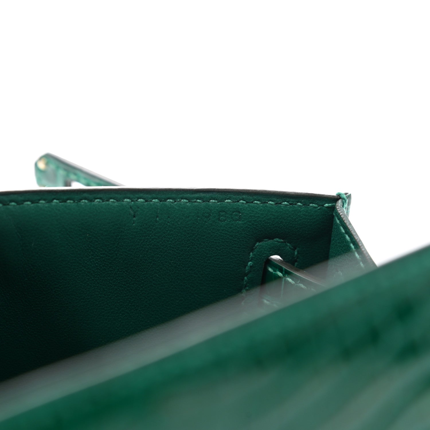 Hermes Shiny Alligator Kelly Pochette Vert Emeraude 7 of 9