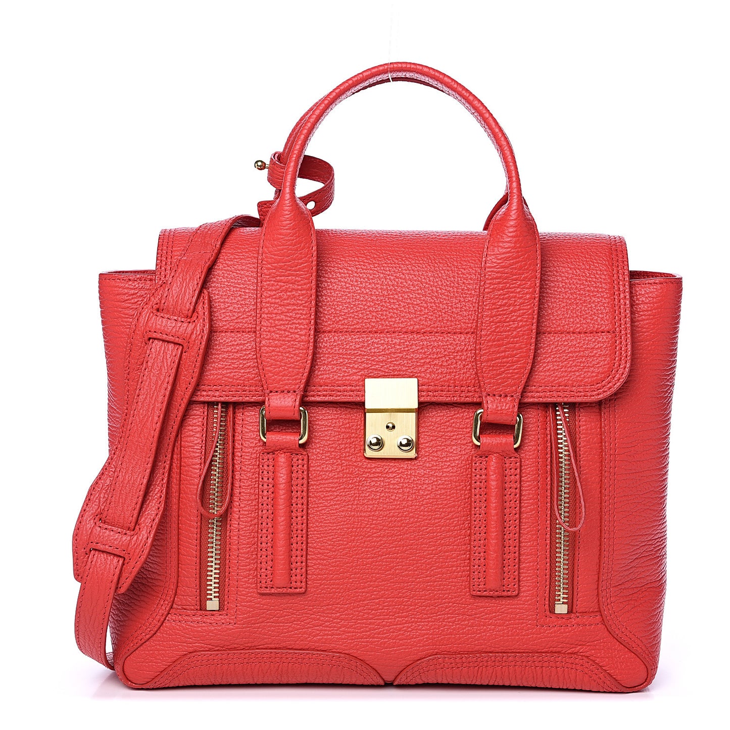 3.1 Textured Calfskin Medium Pashli Satchel Red