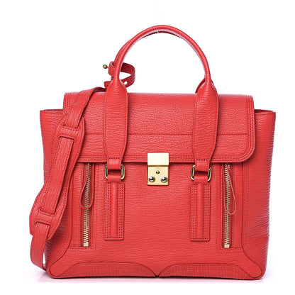 3.1 Phillip Lim 3.1 Textured Calfskin Medium Pashli Satchel Red 1 of 8