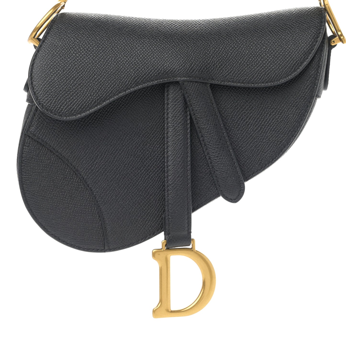 Grained Calfskin Mini Saddle Bag Black