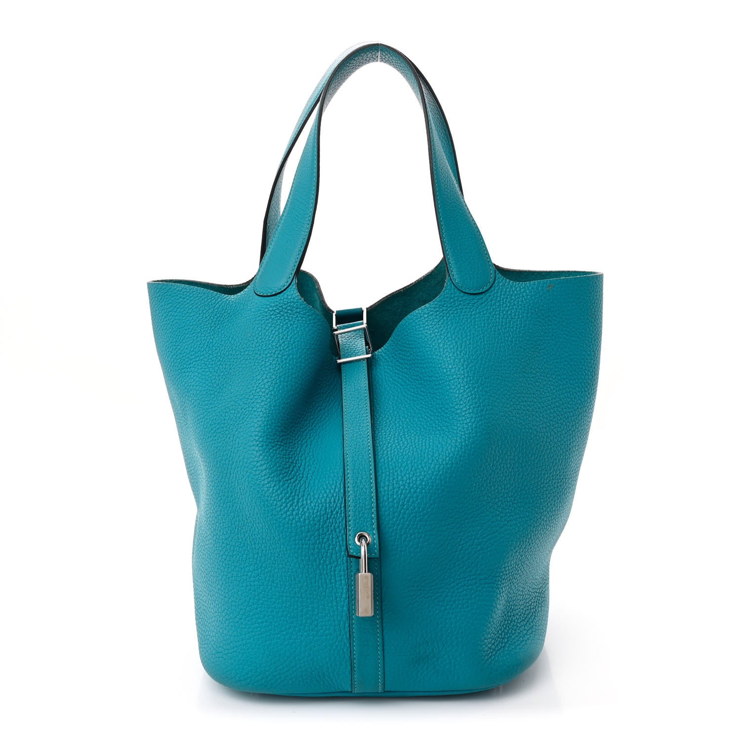 Hermes Taurillon Clemence Picotin Lock 26 GM Turquoise 1 of 14