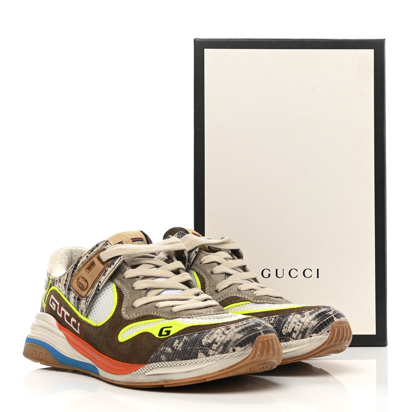 Suede Calfskin Tejus Printed Womens Ultrapace Sneakers 39.5 Natural Ardesia Neon Yellow
