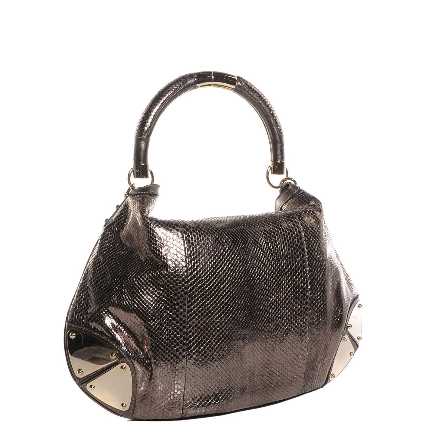 Python Large Indy Top Handle Hobo Metallic