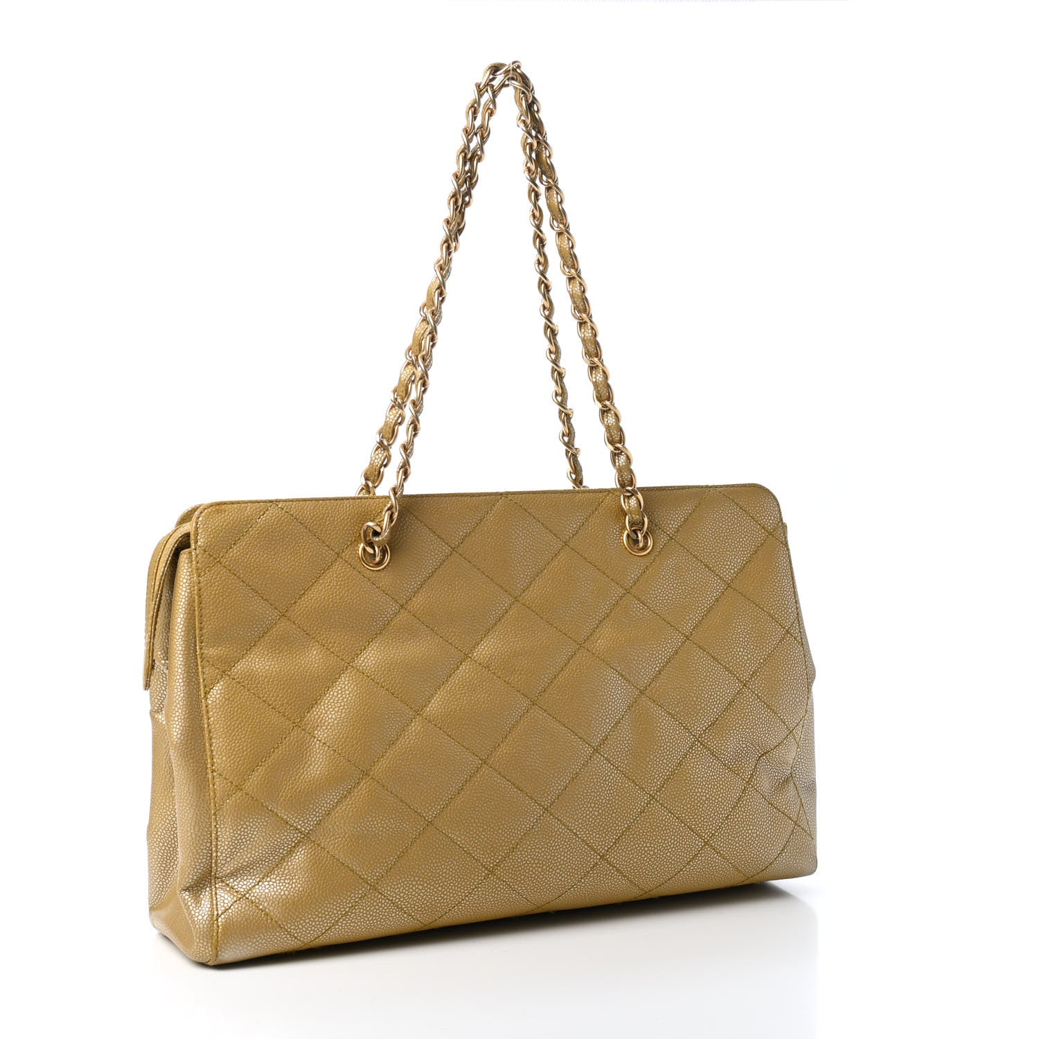 Chanel Metallic Caviar Quilted Shopping Tote Beige 2 of 4