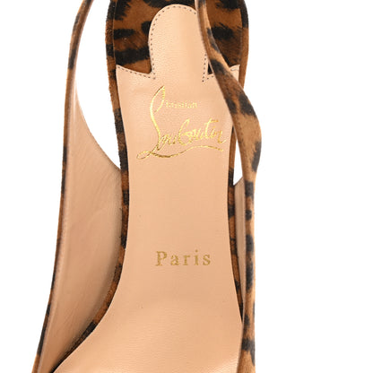 Christian Louboutin Veau Velours Leopard Clare Sling 80 Pumps 38 Caramel 7 of 8