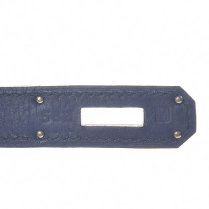 Hermes Taurillon Clemence Horseshoe Birkin 35 Bleu Brighton Blue Jean 9 of 11