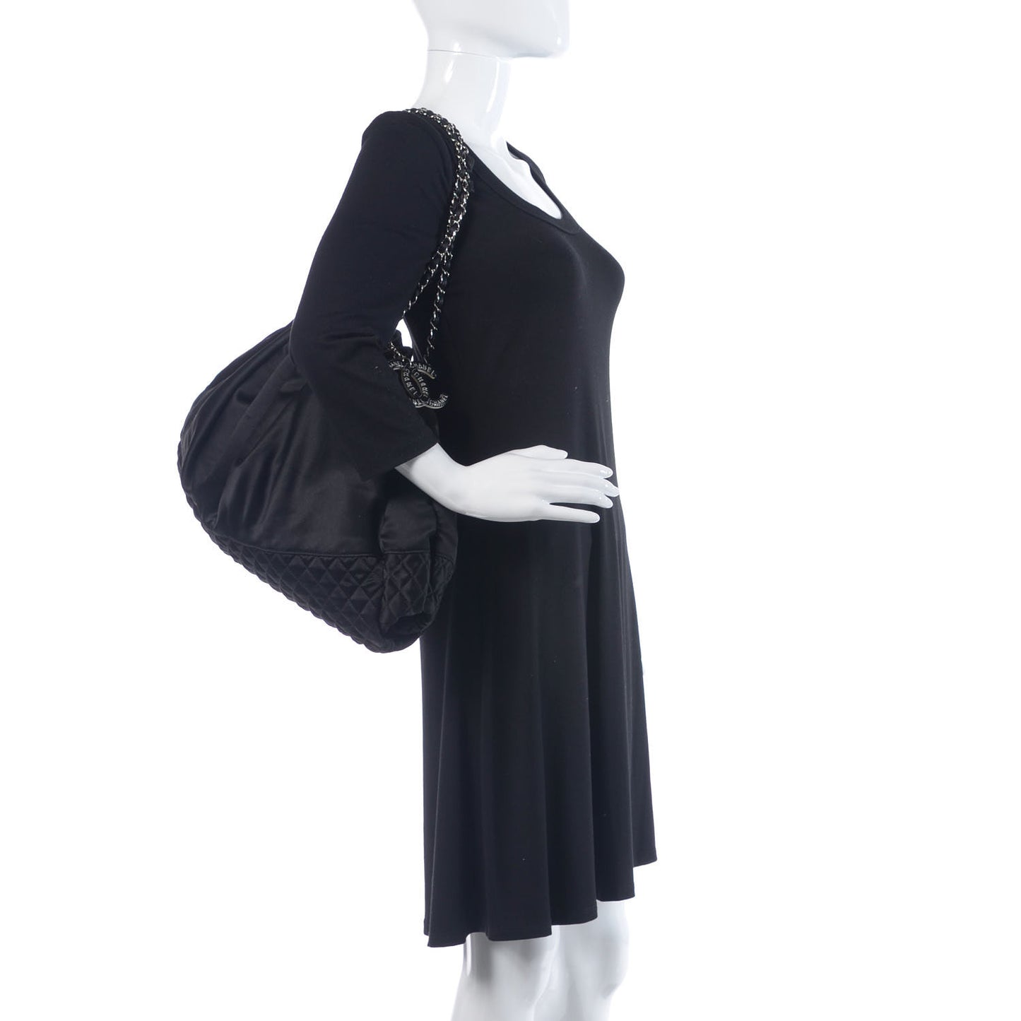 Satin Melrose Hobo Black