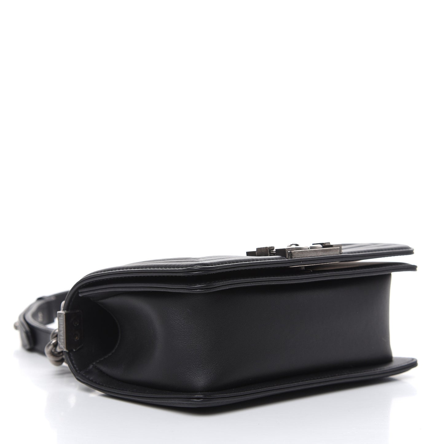 Calfskin Quilted Small Boy Flap Black