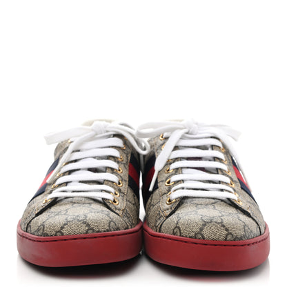 Gucci GG Supreme Monogram Ayers Mens New Ace Low-Top Sneaker 7 Beige Red 3 of 32