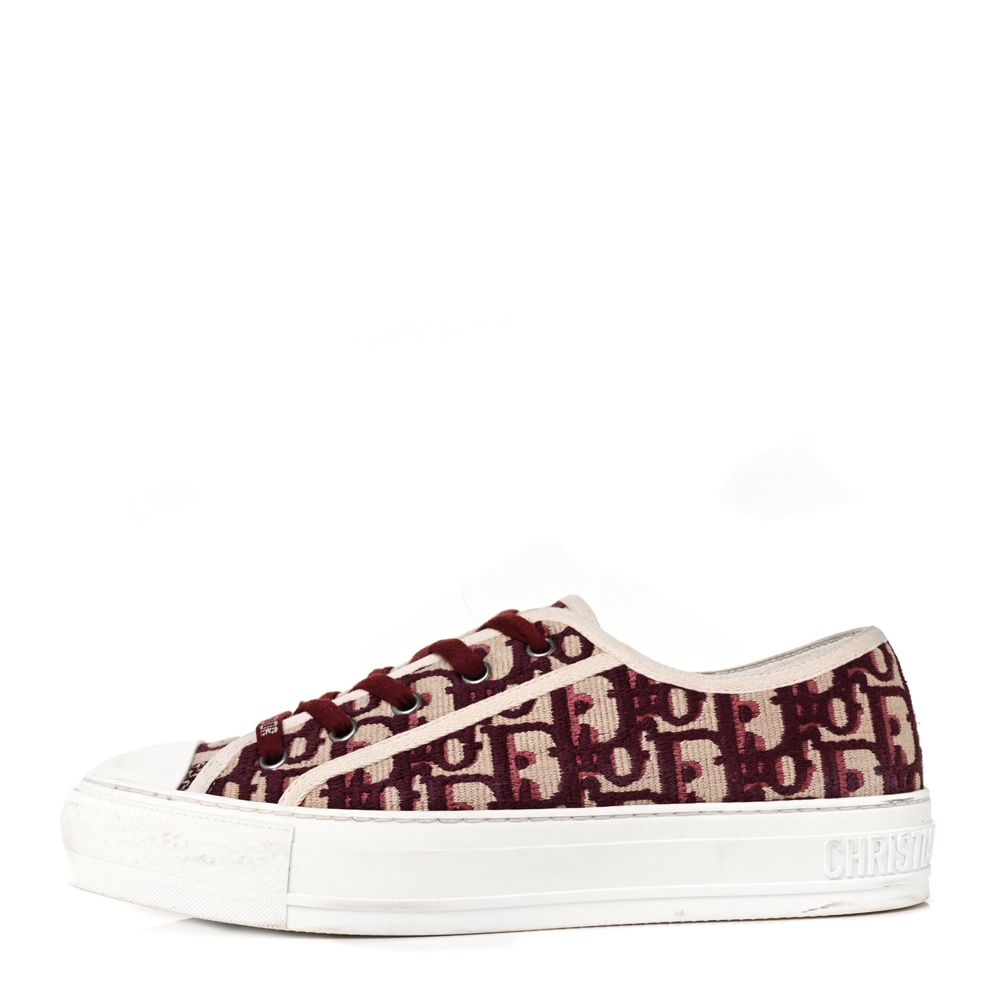 Canvas Oblique Walk'N'Dior Low Top Sneakers 38.5 Deep Amaranth