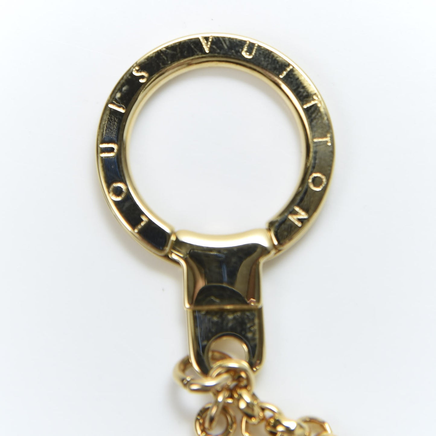 Brass Enamel Fleur De Monogram Bag Charm Chain Gold