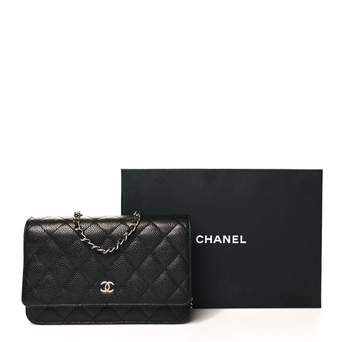 Caviar Quilted Wallet on Chain WOC Black
