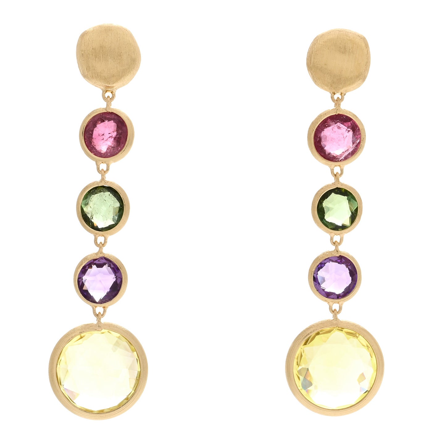 18K Yellow Gold Multi Gemstone Jaipur Earrings