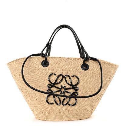 Loewe Iraca Palm Calfskin Medium Anagram Basket Bag Natural Black 1 of 9