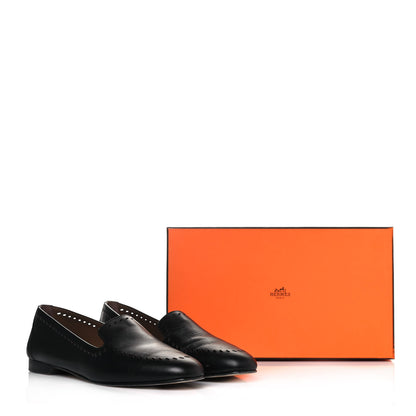 Hermes Calfskin Ovale Moccasin Loafers 38.5 Black 10 of 10