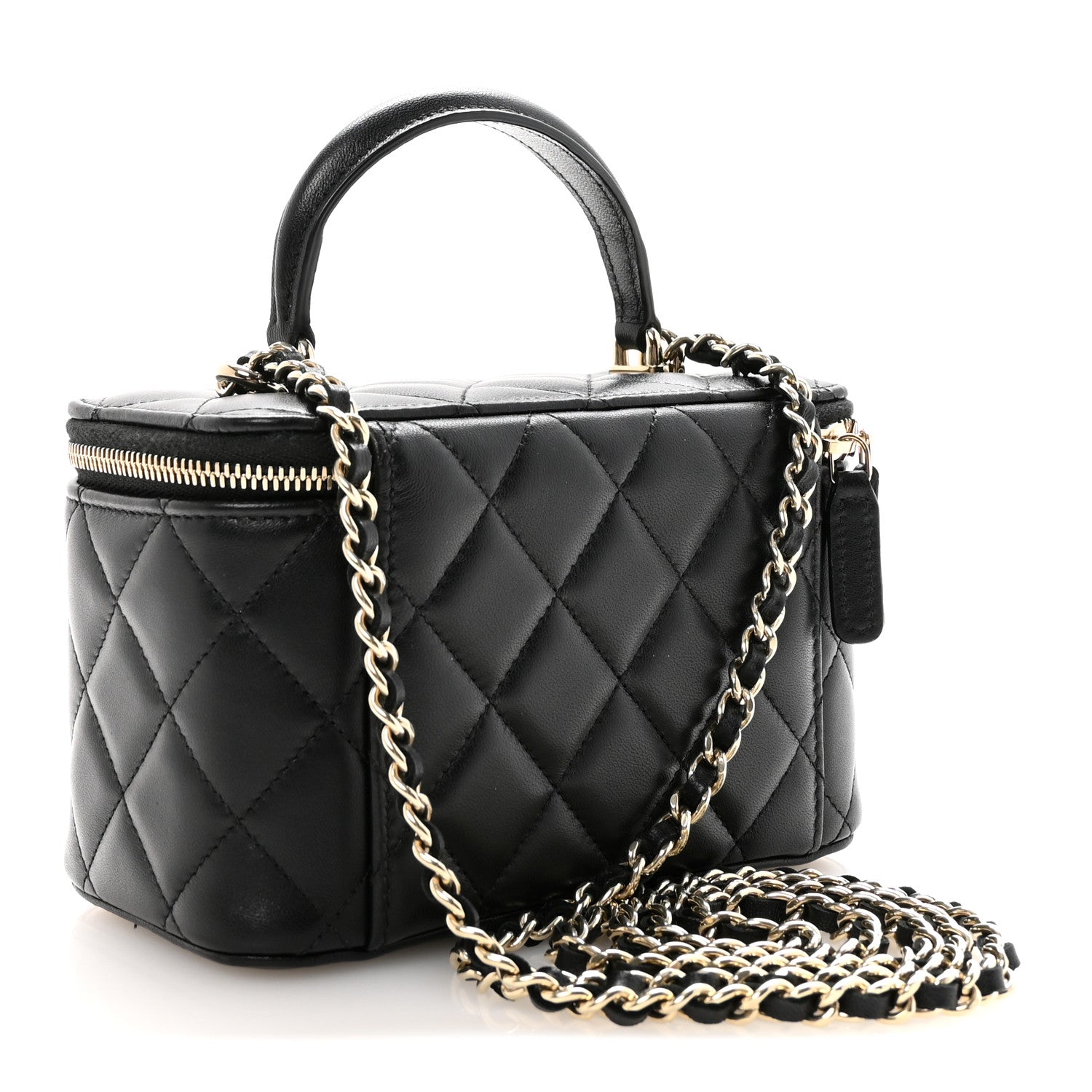 Chanel Lambskin Quilted Small Top Handle Vanity Case With Chain Black 3 of 10