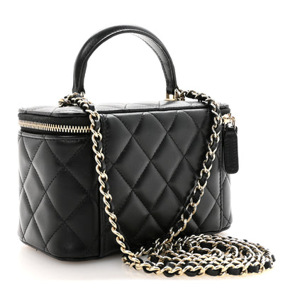 Chanel Lambskin Quilted Small Top Handle Vanity Case With Chain Black 3 of 10