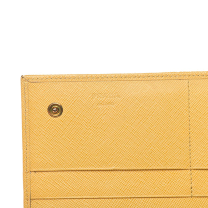 Prada Saffiano Triangle Continental Flap Wallet Ginestra 7 of 9