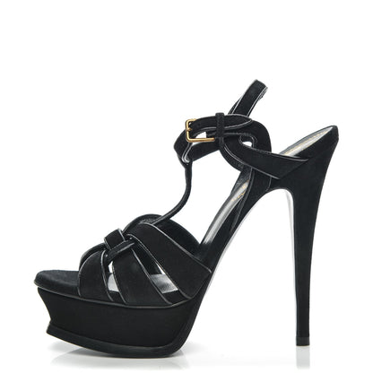 Saint Laurent Suede Tribute 105 Platform Sandals 35.5 Black 1 of 8