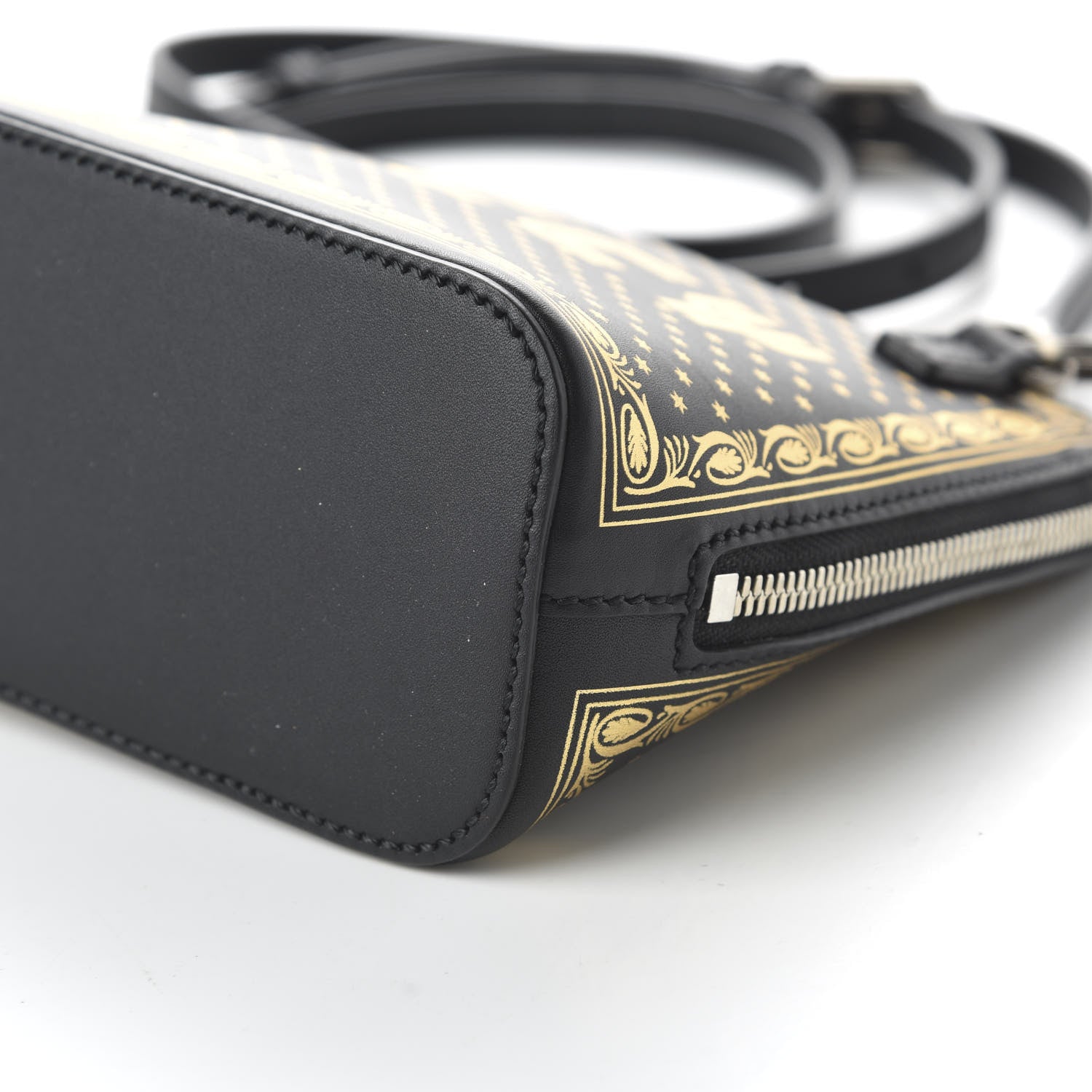Gucci X SEGA Calfskin GUCCY Stars Mini Dome Shoulder Bag Black Gold 7 of 10