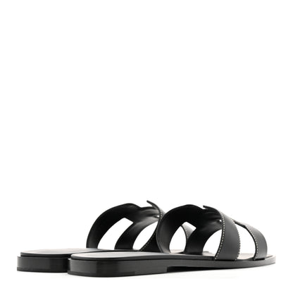 Hermes Box Calfskin Oran Sandals 40 Black 9 of 20