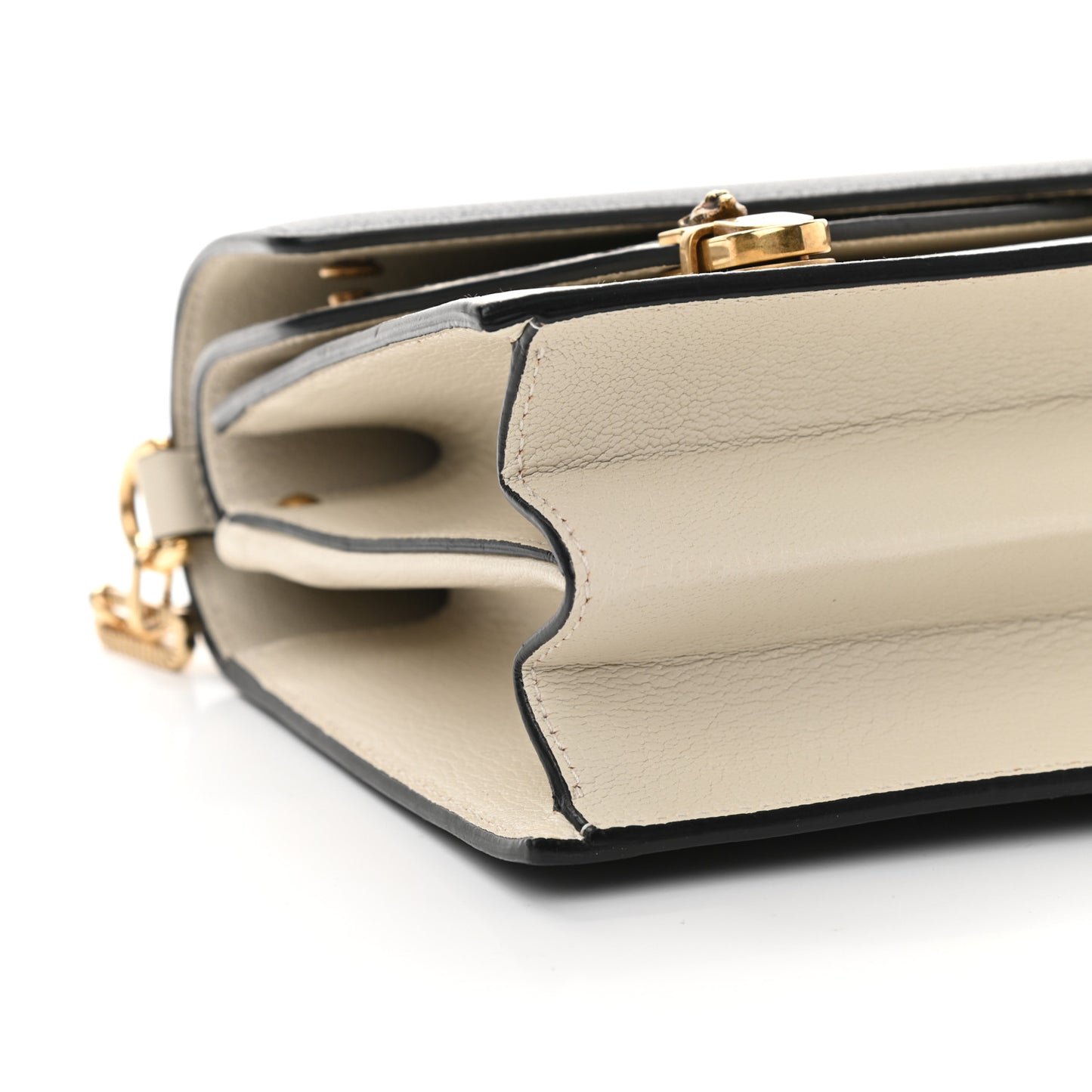 Calfskin Snakeskin Small Ottilia Top Handle Bag Black White