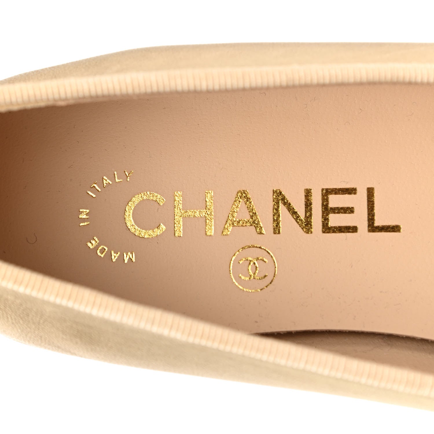 Chanel Lambskin Metallic Caviar CC Cap Toe Ballerina Flats 37 Light Gold 8 of 12