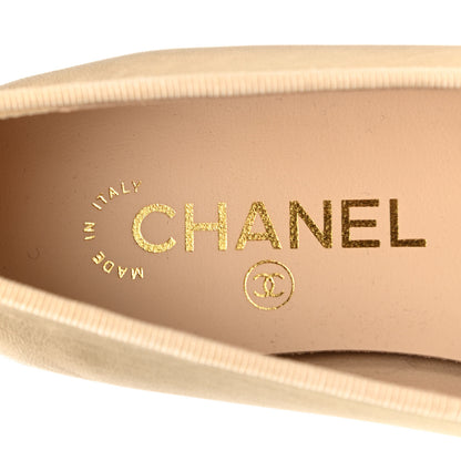 Chanel Lambskin Metallic Caviar CC Cap Toe Ballerina Flats 37 Light Gold 8 of 12