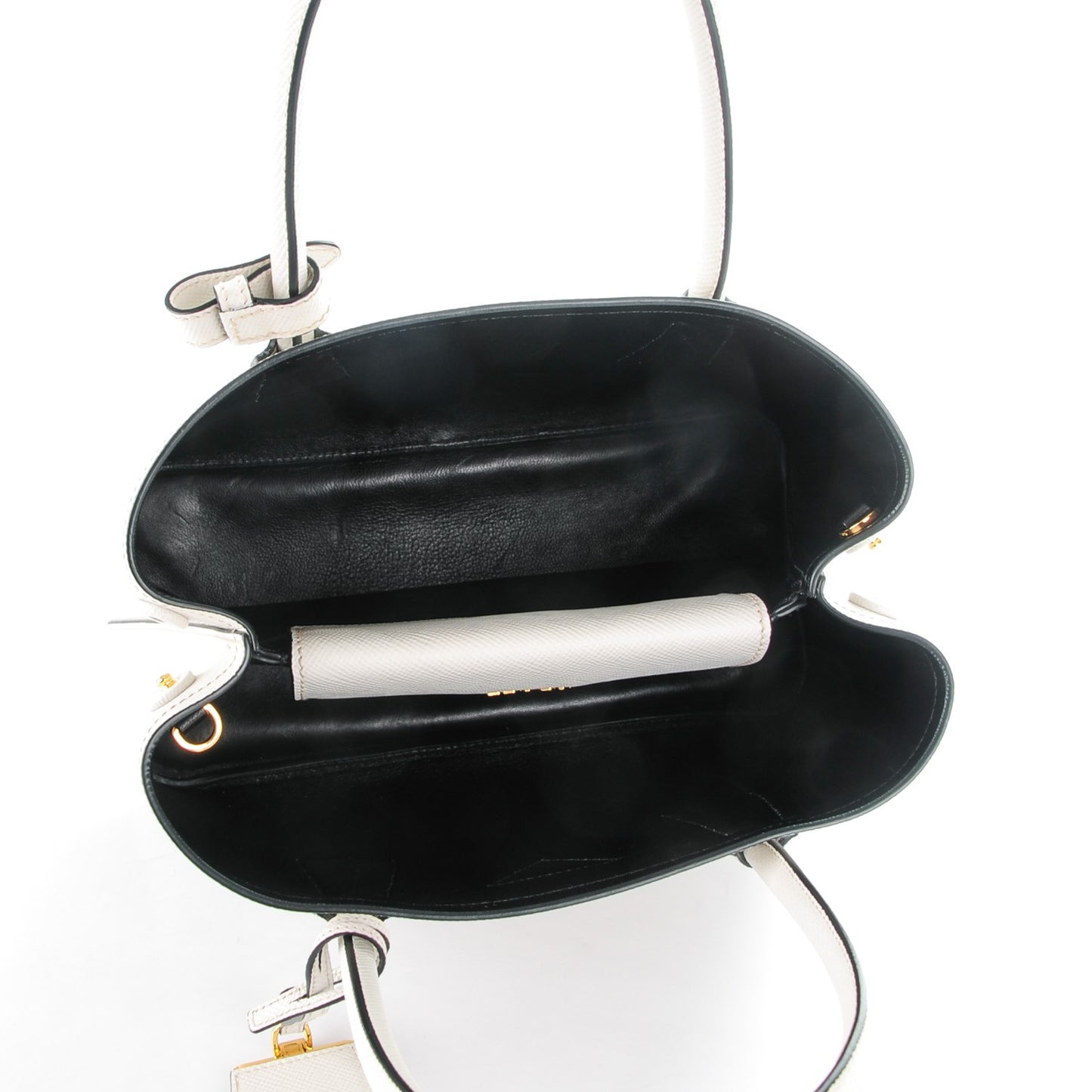 Saffiano Cuir Small Double Bag Talco Nero Black