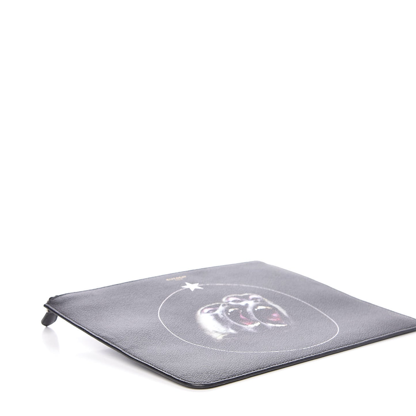 Coated Canvas Monkey Brother Print Large Zip Pouch Black
