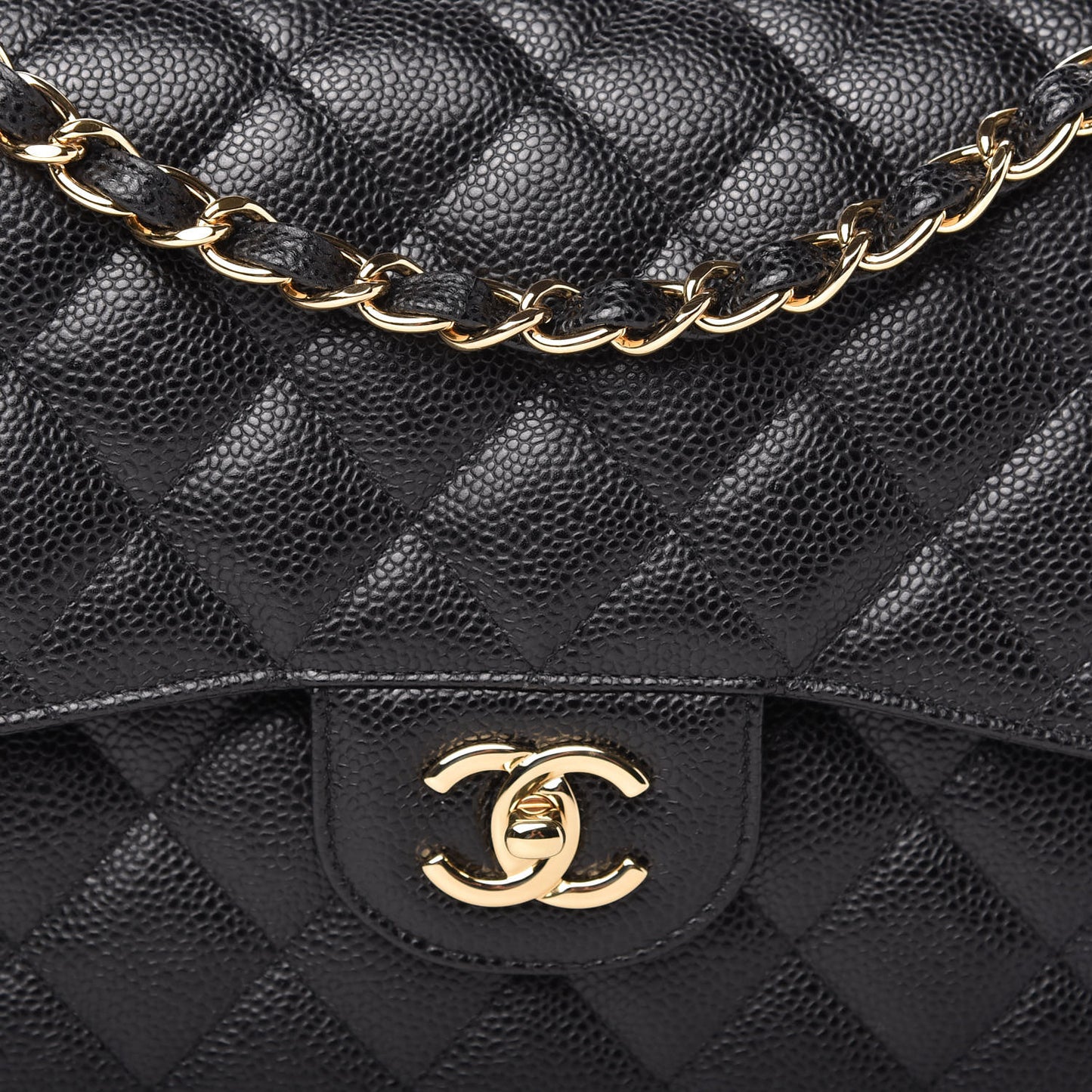 Caviar Quilted Jumbo Double Flap Black