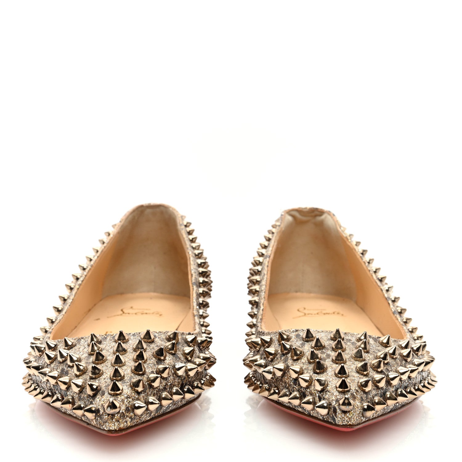 Christian Louboutin Glitter Diams Follies Spikes Flats 39.5 Colombe 3 of 7