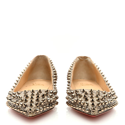 Christian Louboutin Glitter Diams Follies Spikes Flats 39.5 Colombe 3 of 7