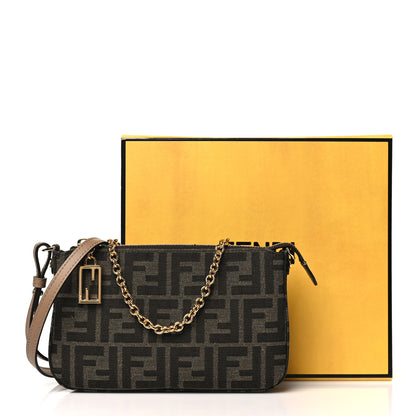 Fendi Fabric Jacquard Vitello Grace FF 1974 Baguette Pouch Tobacco Moro Sand 11 of 11