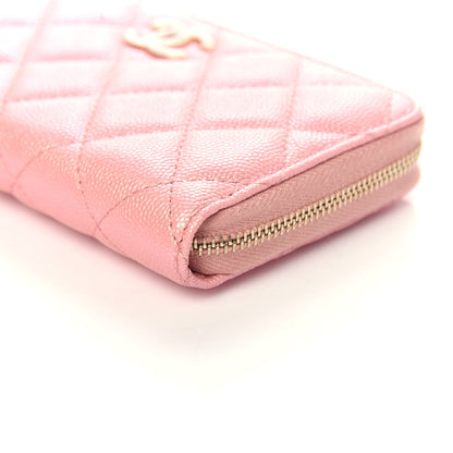 Chanel Iridescent Caviar Quilted Medium Zip Around Wallet Pink 9 of 10