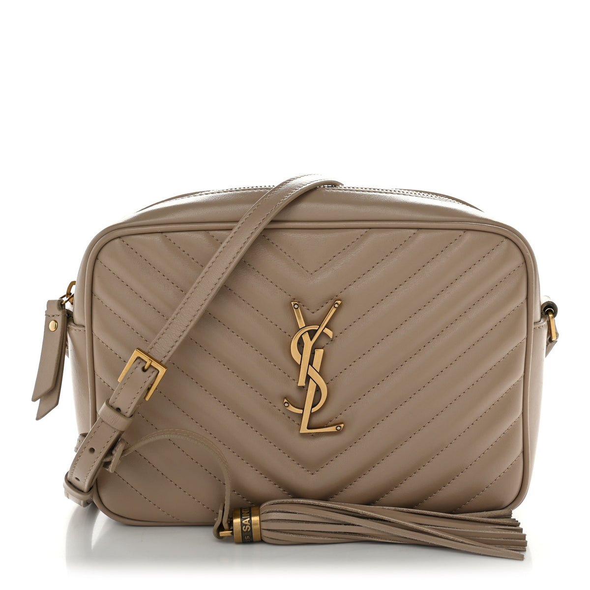 Saint Laurent Calfskin Matelasse Monogram Lou Camera Bag Dark Beige 1 of 12