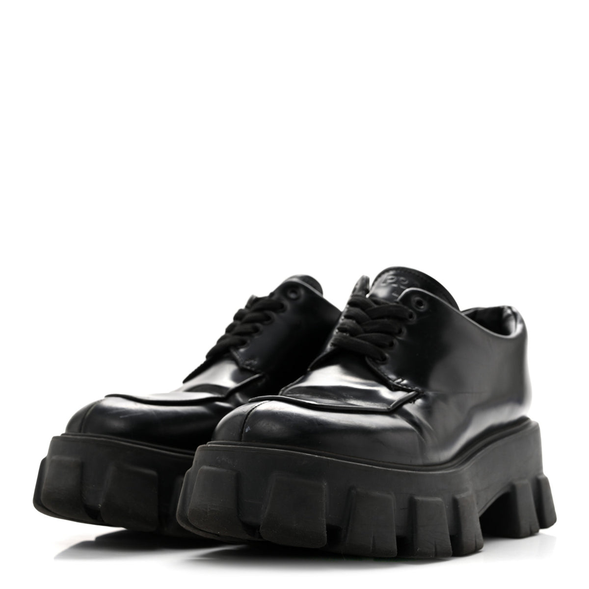 Prada Spazzolato Rois Monolith 55mm Derby Loafers 38 Black 4 of 12