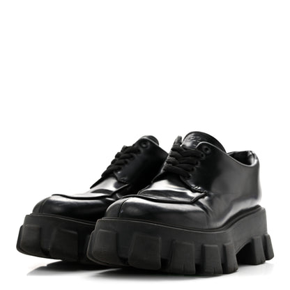 Prada Spazzolato Rois Monolith 55mm Derby Loafers 38 Black 4 of 12