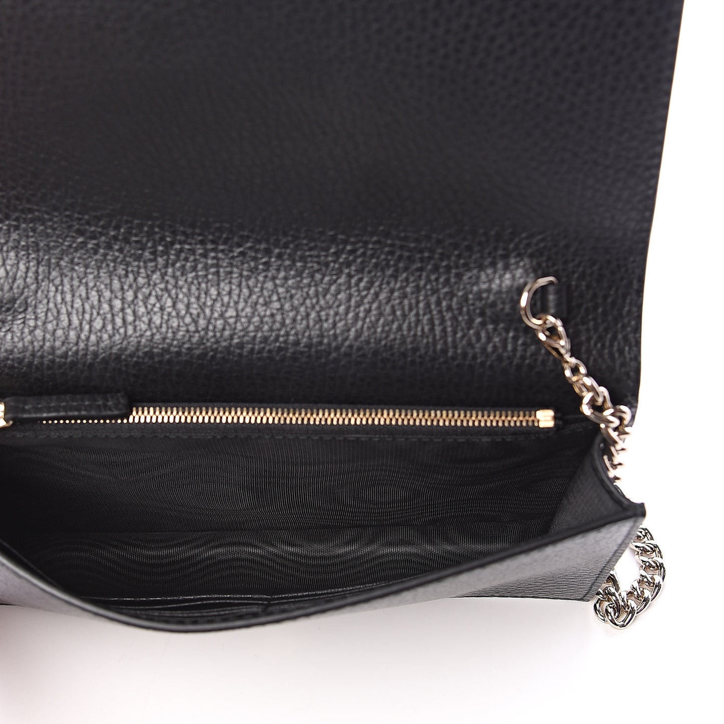 Dollar Calfskin Medium Betty Chain Wallet Black