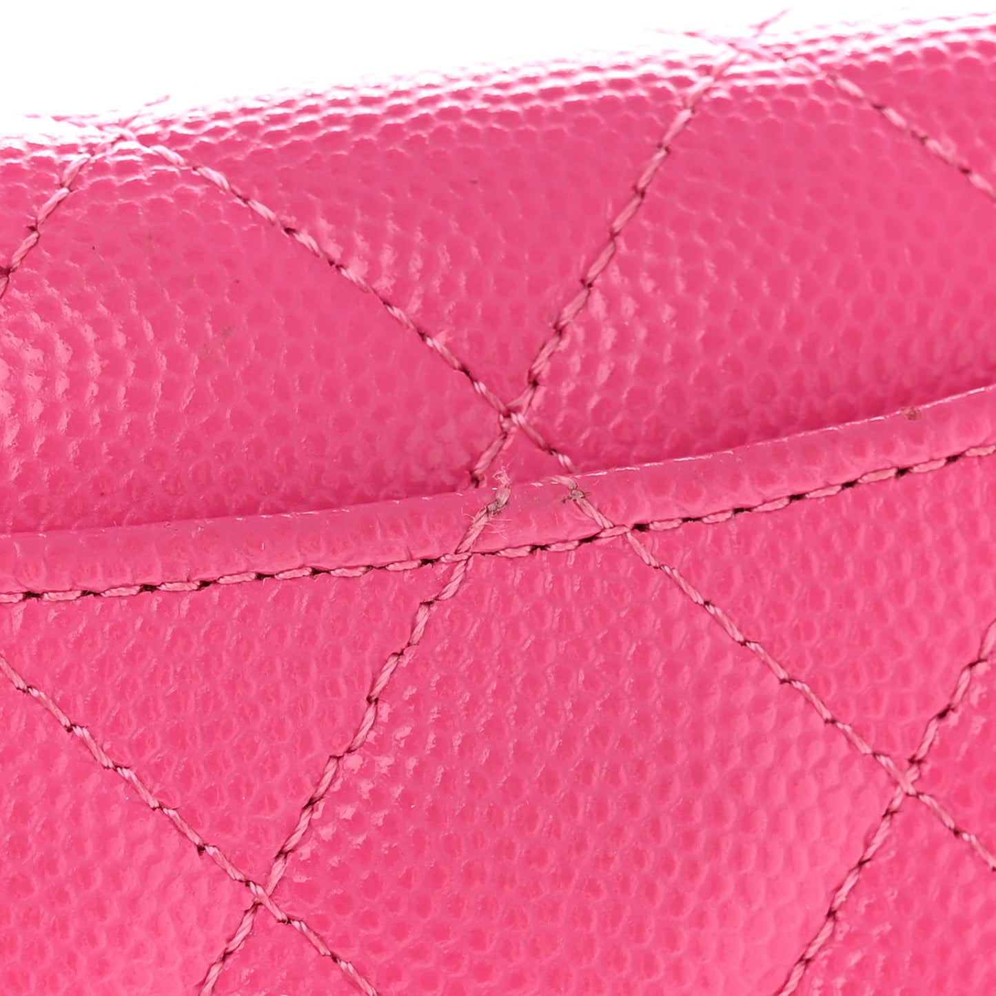 Caviar Quilted Flap Card Holder Wallet Dark Pink
