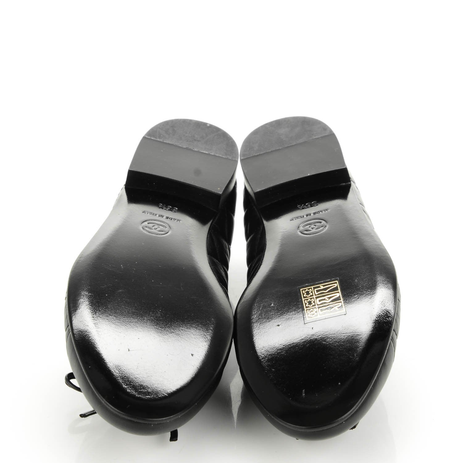 Chanel Aged Calfskin Quilted CC Cap Toe Ballerina Flats 36.5 Black 5 of 7