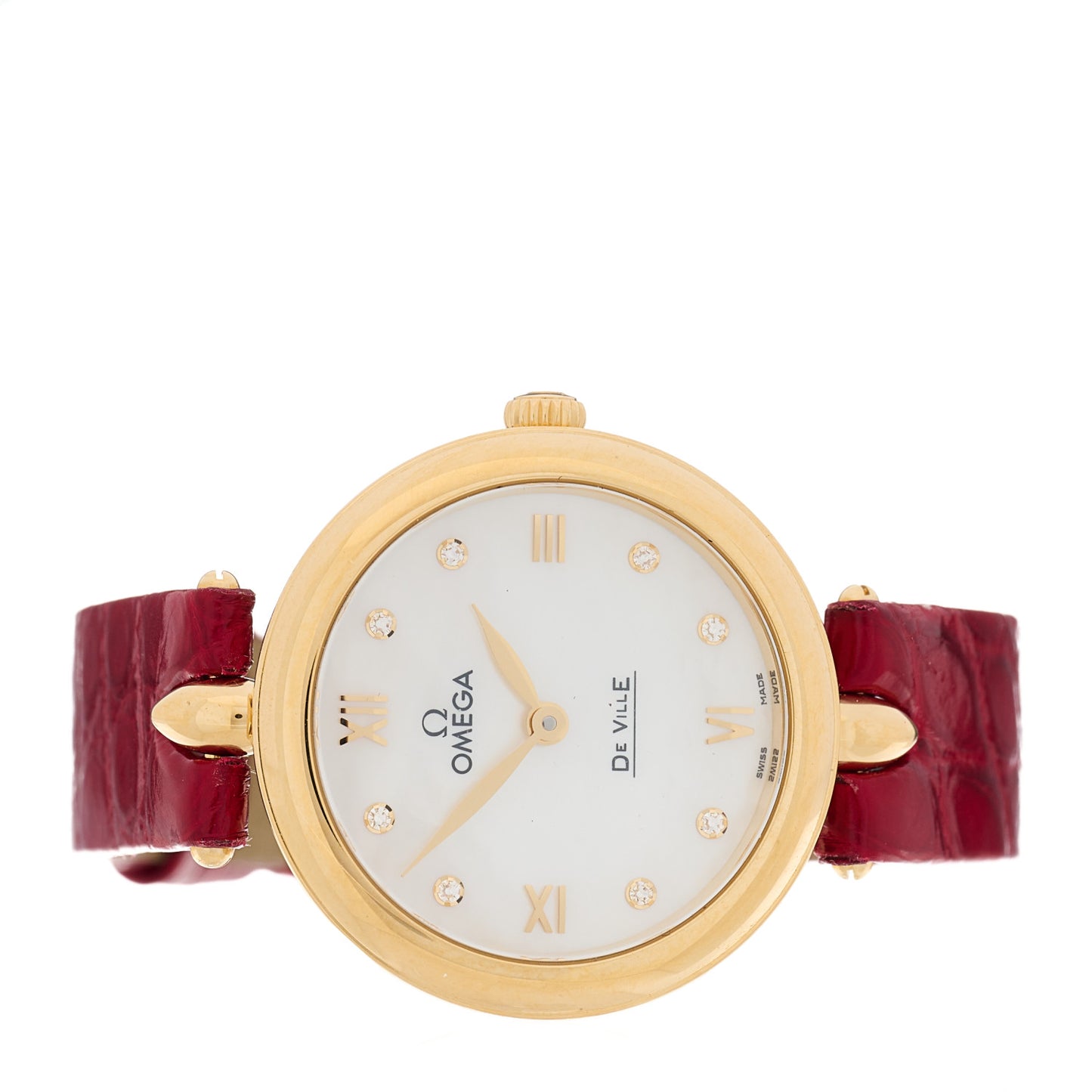 18K Yellow Gold Alligator Diamond Mother of Pearl 27mm De Ville Prestige Quartz Watch 424.53.27.60.55.001